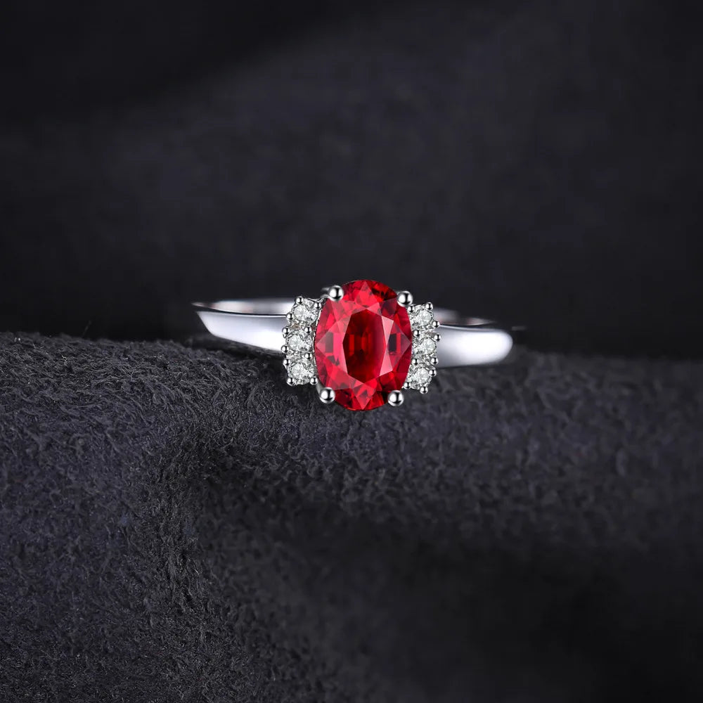 Oval Natural Red Garnet 925 Sterling Silver Rings for Women