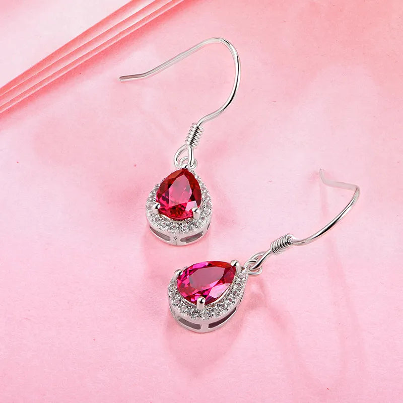 Ruby Amethyst Topaz Zultanite 925 Sterling Silver Drop Earring for Women Created Diaspore Color Change Stone Fine Jewelry