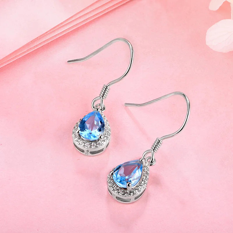 Ruby Amethyst Topaz Zultanite 925 Sterling Silver Drop Earring for Women Created Diaspore Color Change Stone Fine Jewelry