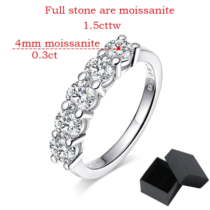 White Gold D Color 4mm Moissanite Ring for Women 1.5CT Stone Match Diamond Wedding Band Bride S925 Sterling Silver GRA