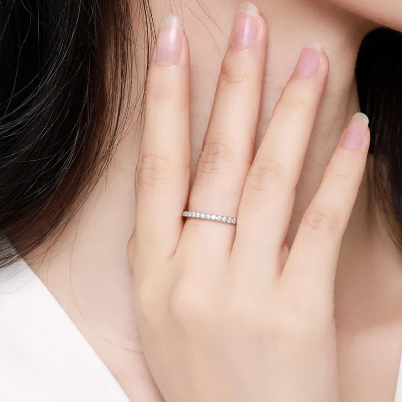 Moissanite Ring Matching Wedding Diamond Band for Women 925 Sterling Silver Female Crown Single Tail Ring