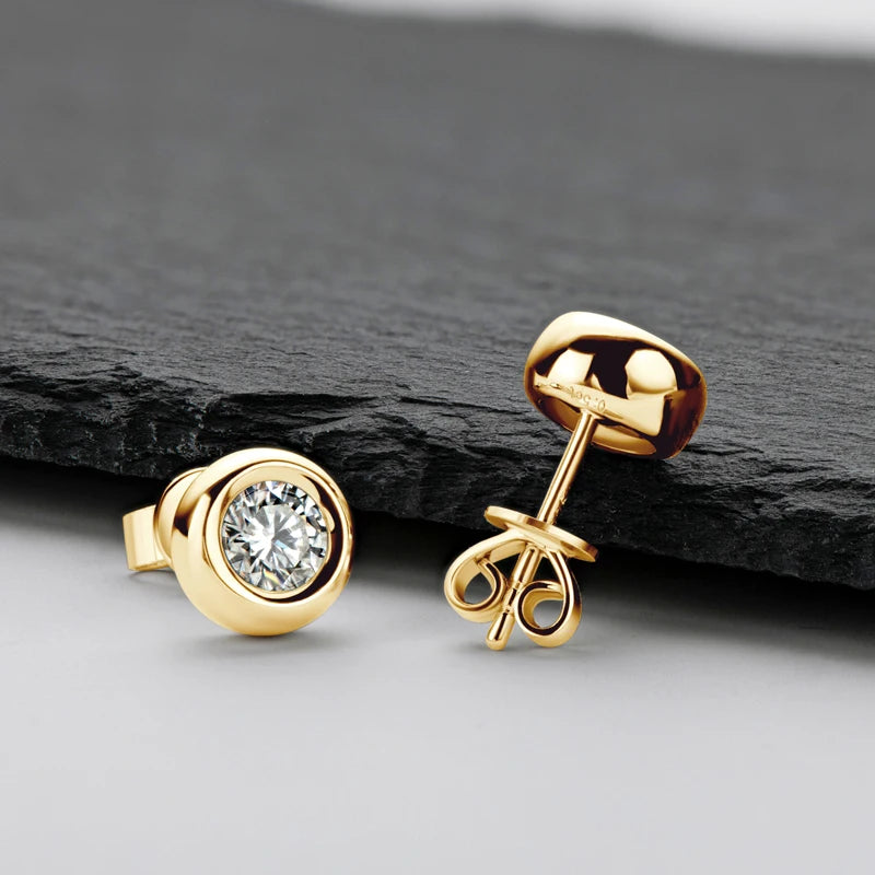 Real 3ct. D Color Moissanite Jewelry Set 925 Silver 18k Gold Plated Pendant Necklace Stud Earrings Set for Women Men Gift
