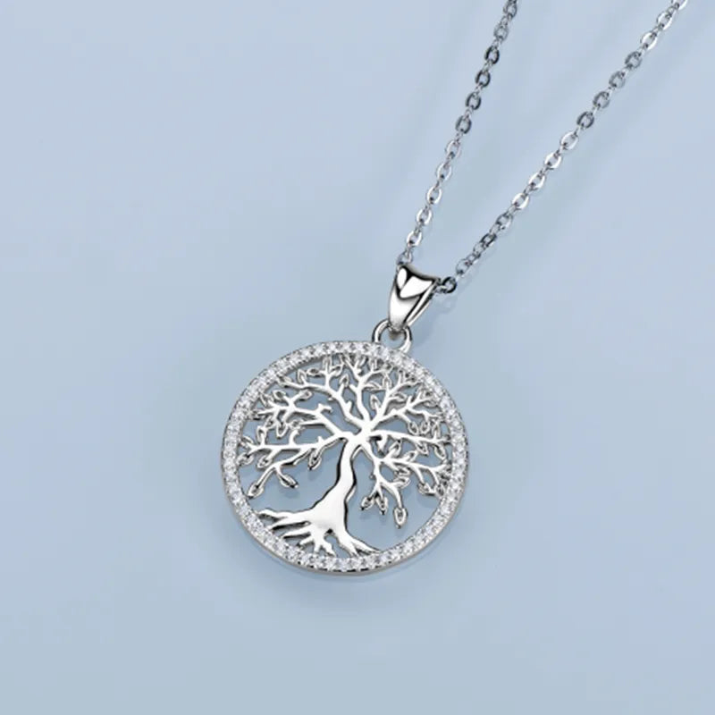 Tree Of Life Pendant Necklace with D Color Moissanite, 925 Silver Fine Jewelry for Women, Men - Birthday Party Gift