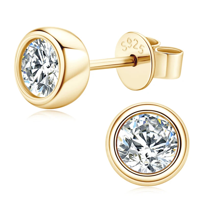 Real 3ct. D Color Moissanite Jewelry Set 925 Silver 18k Gold Plated Pendant Necklace Stud Earrings Set for Women Men Gift