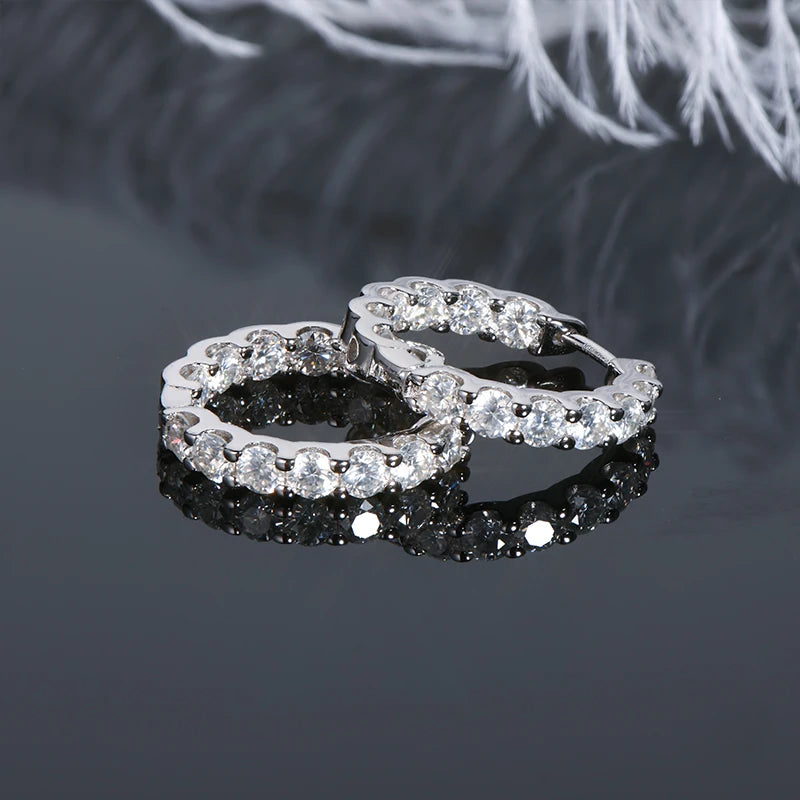 Hoops 100% 925 Sterling Silver Real 3mm Moissanite Stud Earrings For Women Sparkling Jewelry Gifts with GRA Certificate