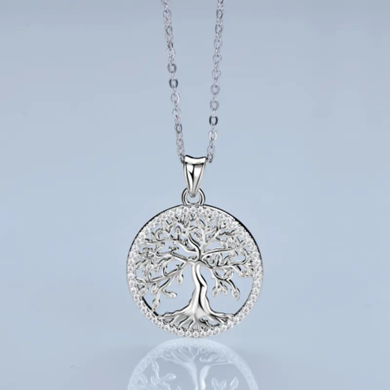 Tree Of Life Pendant Necklace with D Color Moissanite, 925 Silver Fine Jewelry for Women, Men - Birthday Party Gift