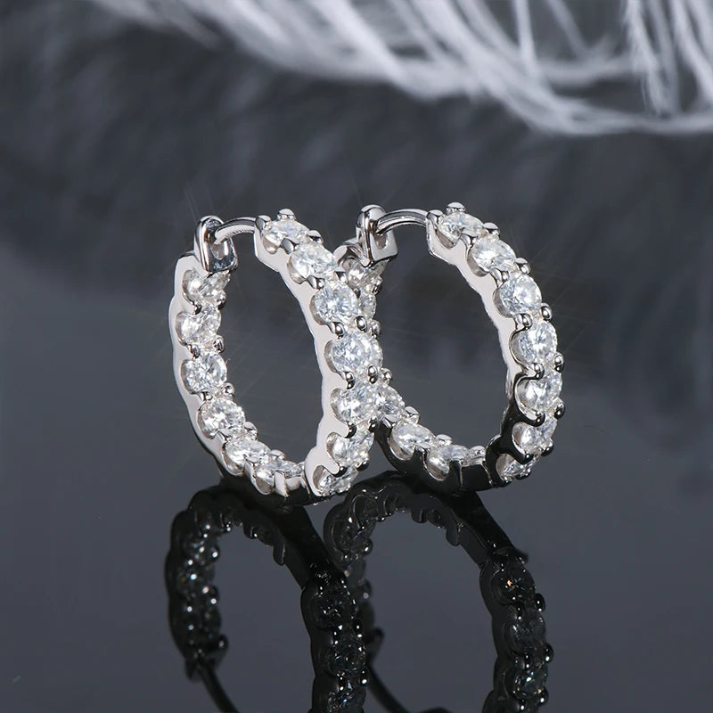 Hoops 100% 925 Sterling Silver Real 3mm Moissanite Stud Earrings For Women Sparkling Jewelry Gifts with GRA Certificate