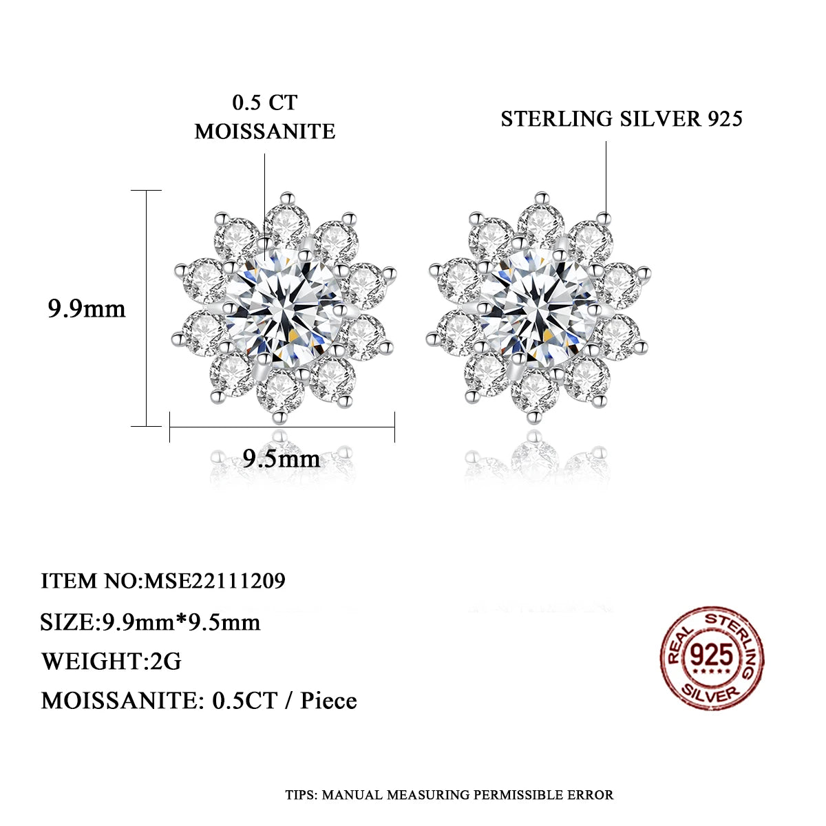 Fashion VVS D Color Moissanite Certified Original Stud Earrings Shinning Tiny CZ Around Cute Women Studs Girl Jewelry