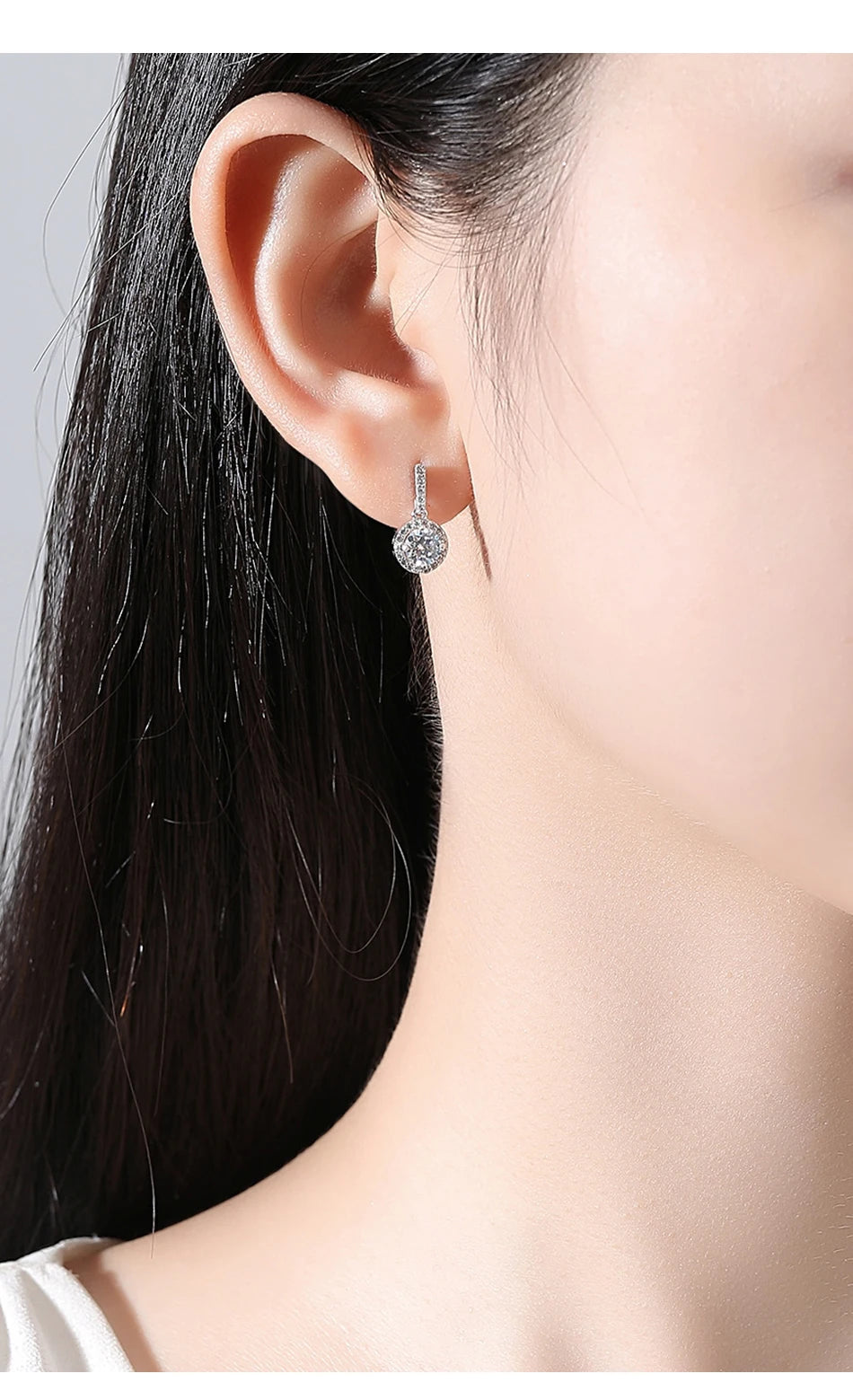Round Stud Moissanite Earing New Listing Earring 925 Sterling Silver Elegant Korean Bridal Diamond Cute Fine Jewelry