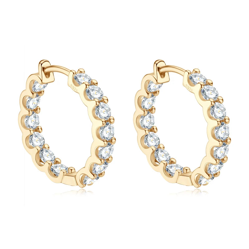 Hoops 100% 925 Sterling Silver Real 3mm Moissanite Stud Earrings For Women Sparkling Jewelry Gifts with GRA Certificate