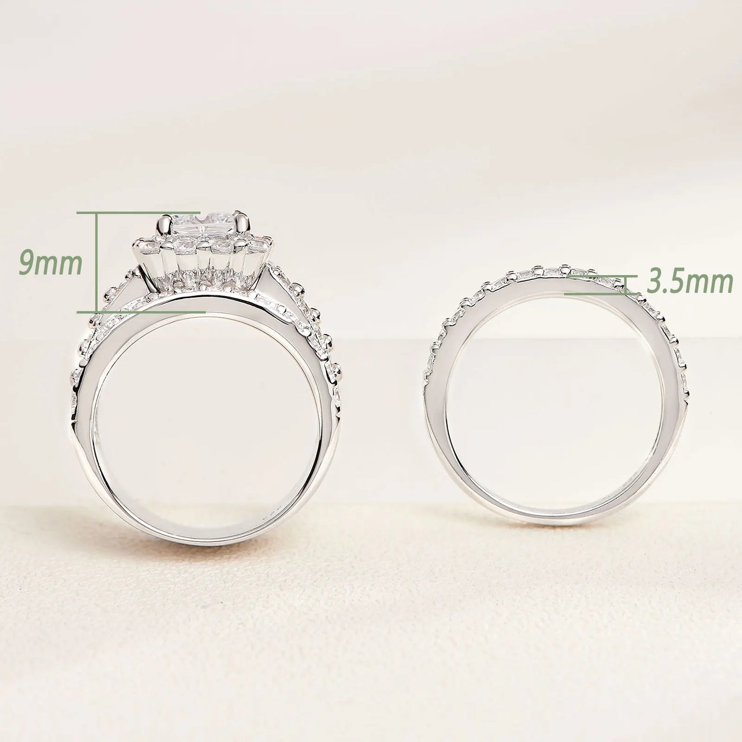 Halo Wedding Rings For Women 4 Carats Cross Cut AAAAA ZK Classic Jewelry 925 Sterling Silver Ring Set