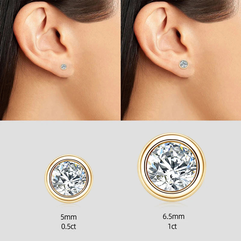 Real 3ct. D Color Moissanite Jewelry Set 925 Silver 18k Gold Plated Pendant Necklace Stud Earrings Set for Women Men Gift