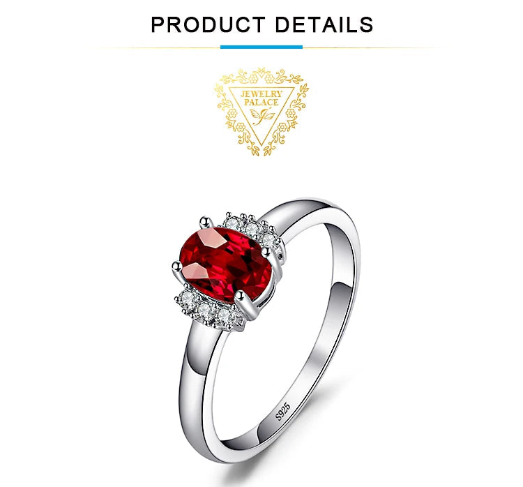Oval Natural Red Garnet 925 Sterling Silver Rings for Women