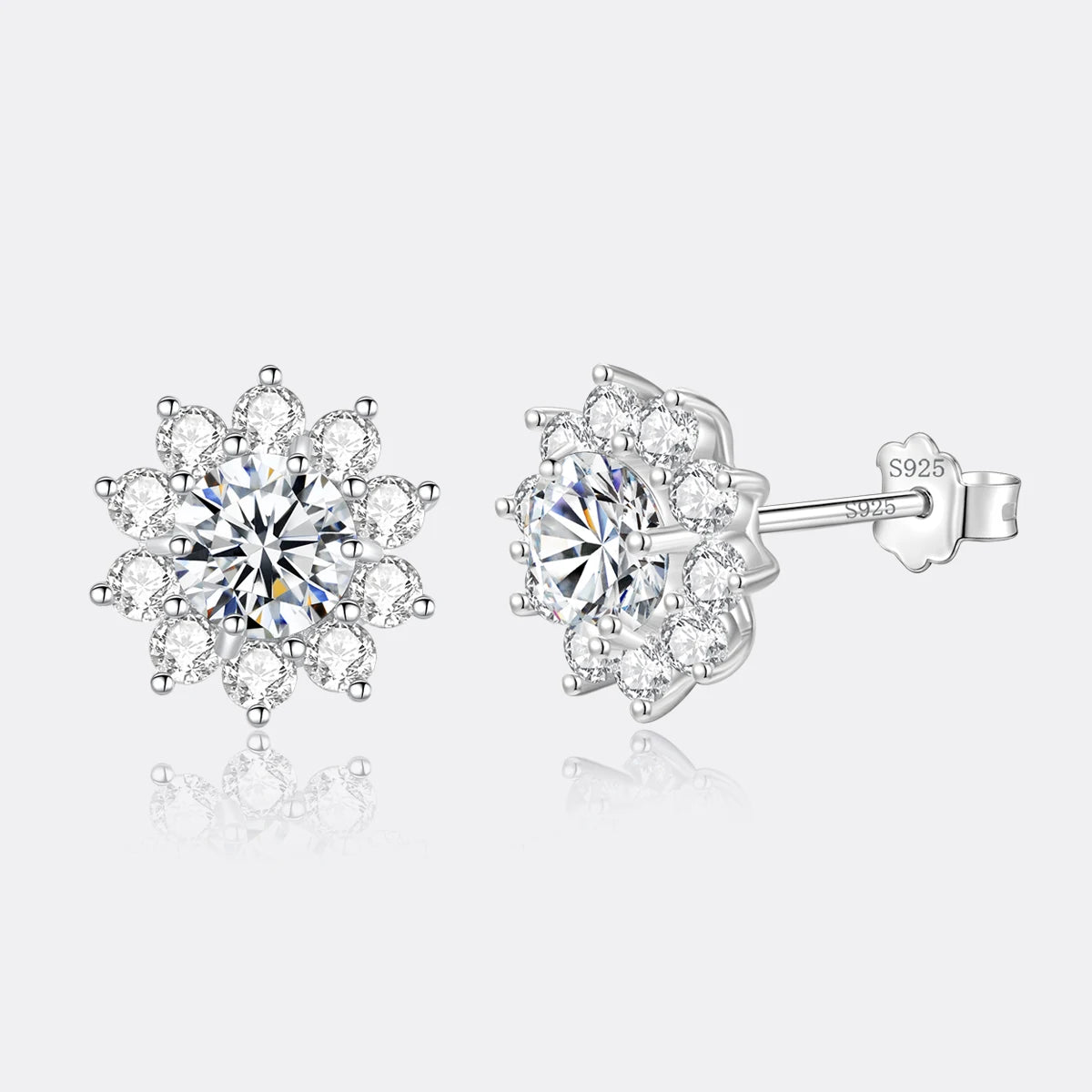 Fashion VVS D Color Moissanite Certified Original Stud Earrings Shinning Tiny CZ Around Cute Women Studs Girl Jewelry