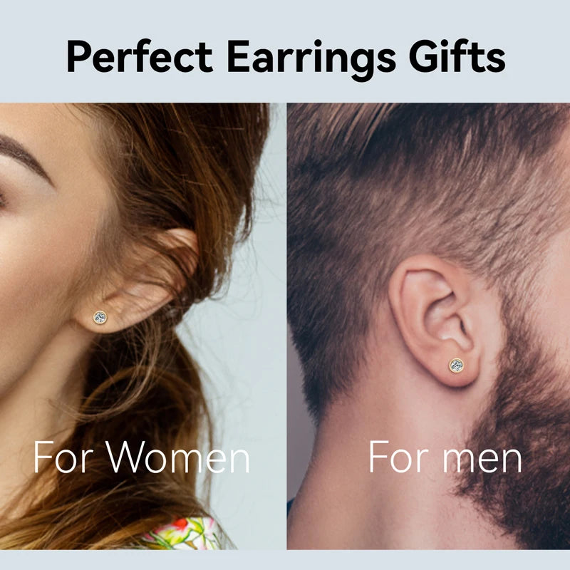 Real 3ct. D Color Moissanite Jewelry Set 925 Silver 18k Gold Plated Pendant Necklace Stud Earrings Set for Women Men Gift