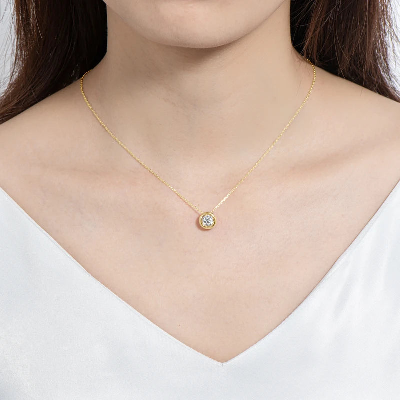 Real 3ct. D Color Moissanite Jewelry Set 925 Silver 18k Gold Plated Pendant Necklace Stud Earrings Set for Women Men Gift
