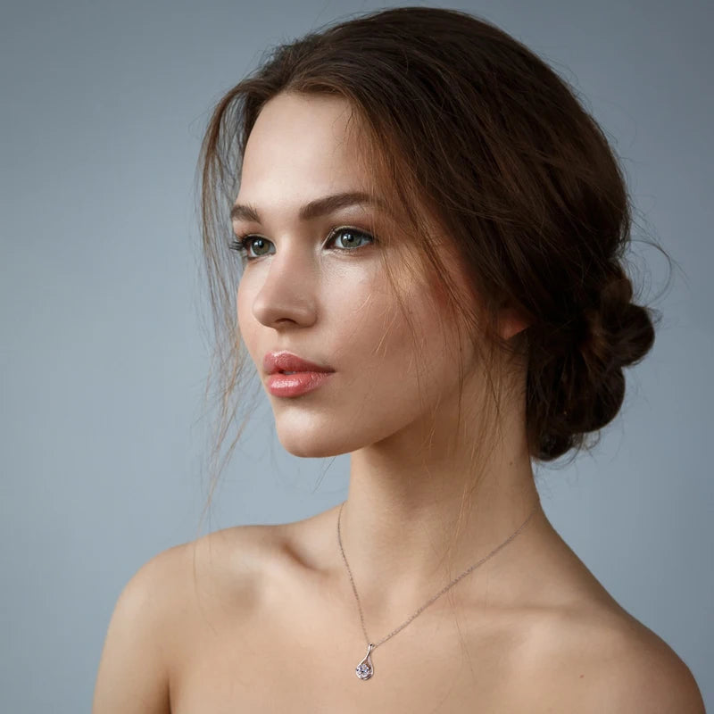 Infinity Pendant Necklace - 8.0mm 2.0 Carat D Moissanite, 925 Silver, Women's Charm Jewelry, Wedding Gift