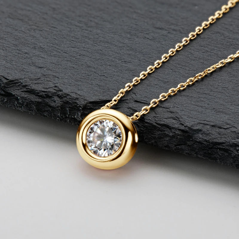 Real 3ct. D Color Moissanite Jewelry Set 925 Silver 18k Gold Plated Pendant Necklace Stud Earrings Set for Women Men Gift
