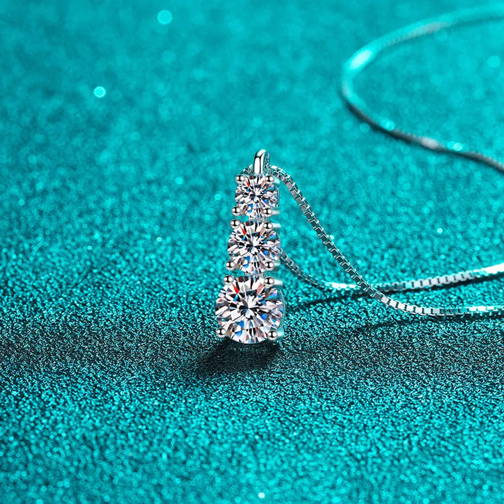 D VVS1 Moissanite Diamond Necklace for Woman Wedding Jewely with GRA 925 Sterling Sliver Plated 18k White Gold Necklace