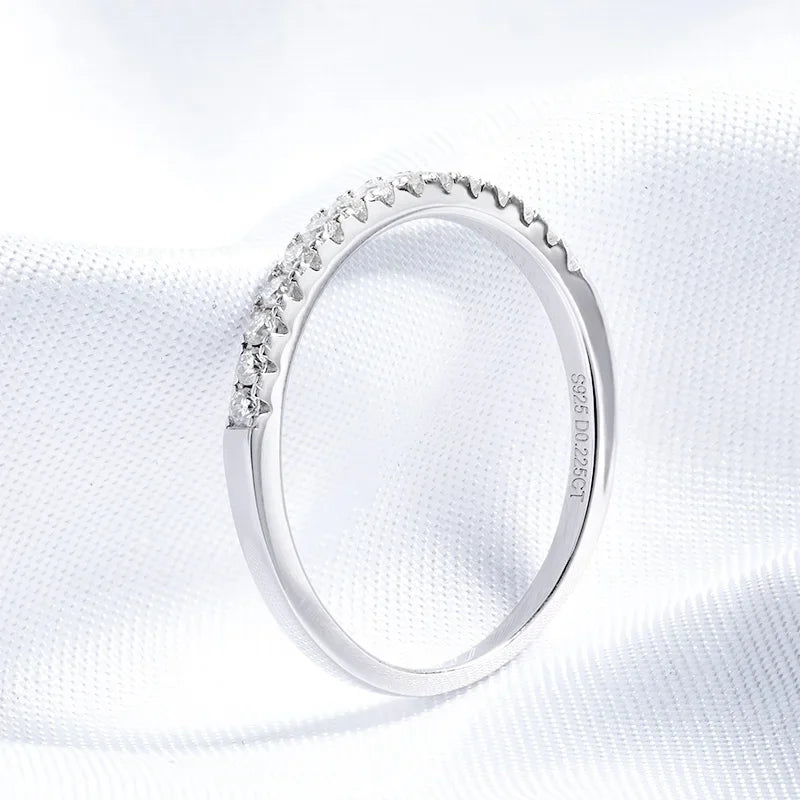 Moissanite Ring Matching Wedding Diamond Band for Women 925 Sterling Silver Female Crown Single Tail Ring