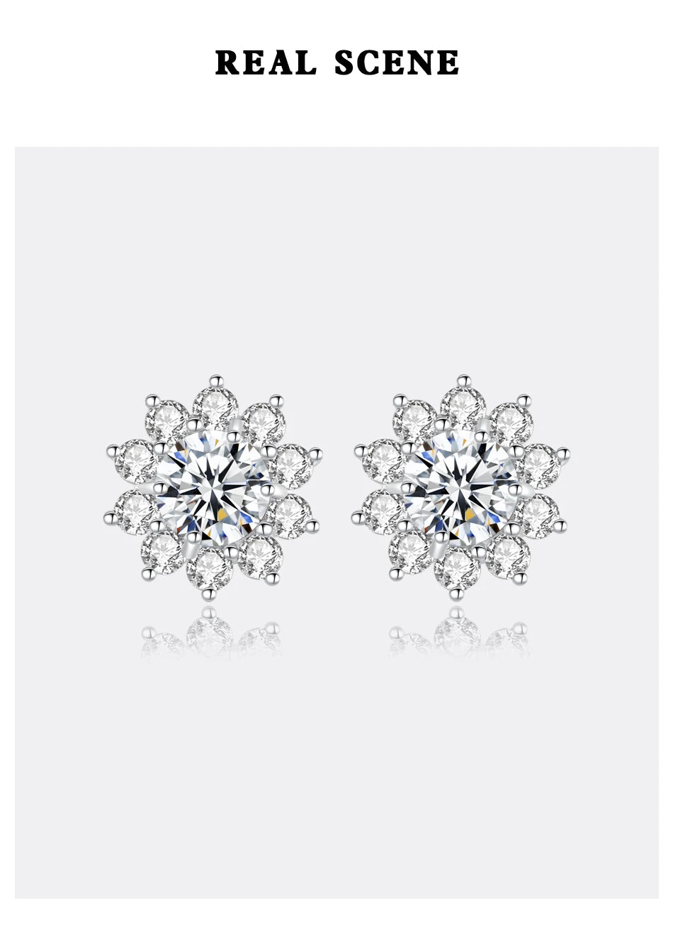 Fashion VVS D Color Moissanite Certified Original Stud Earrings Shinning Tiny CZ Around Cute Women Studs Girl Jewelry