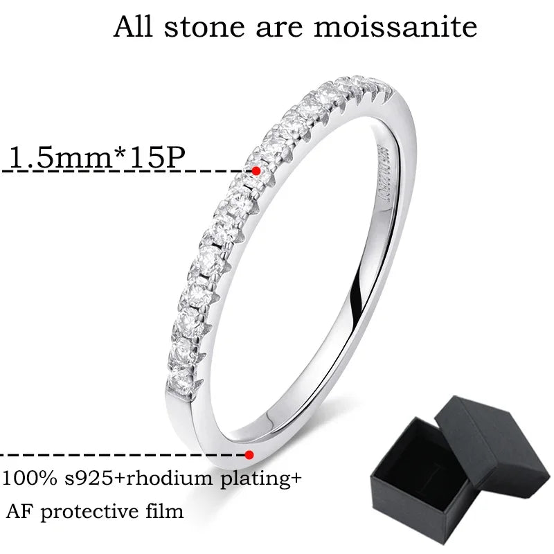 Moissanite Ring Matching Wedding Diamond Band for Women 925 Sterling Silver Female Crown Single Tail Ring