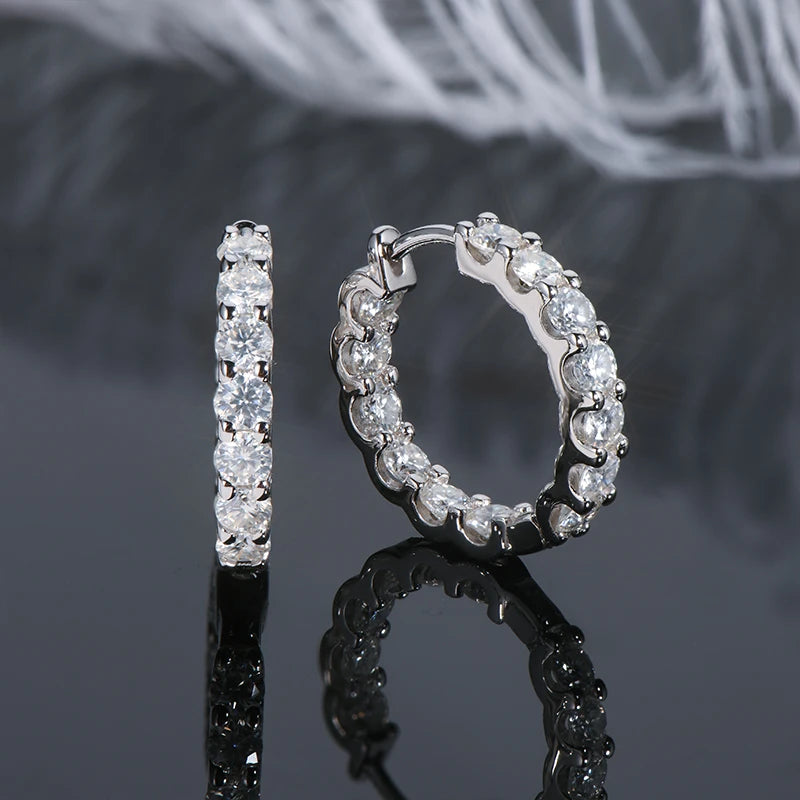 Hoops 100% 925 Sterling Silver Real 3mm Moissanite Stud Earrings For Women Sparkling Jewelry Gifts with GRA Certificate