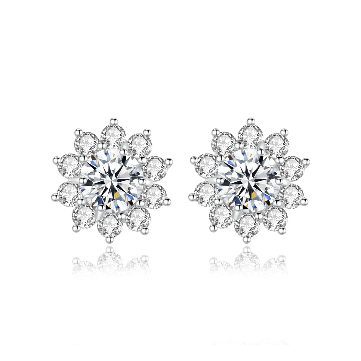 Fashion VVS D Color Moissanite Certified Original Stud Earrings Shinning Tiny CZ Around Cute Women Studs Girl Jewelry