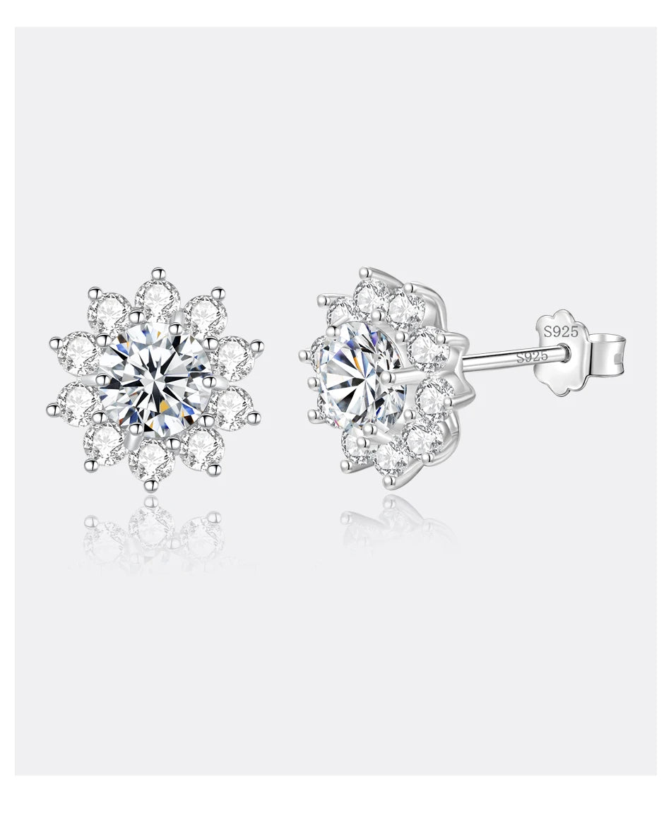 Fashion VVS D Color Moissanite Certified Original Stud Earrings Shinning Tiny CZ Around Cute Women Studs Girl Jewelry