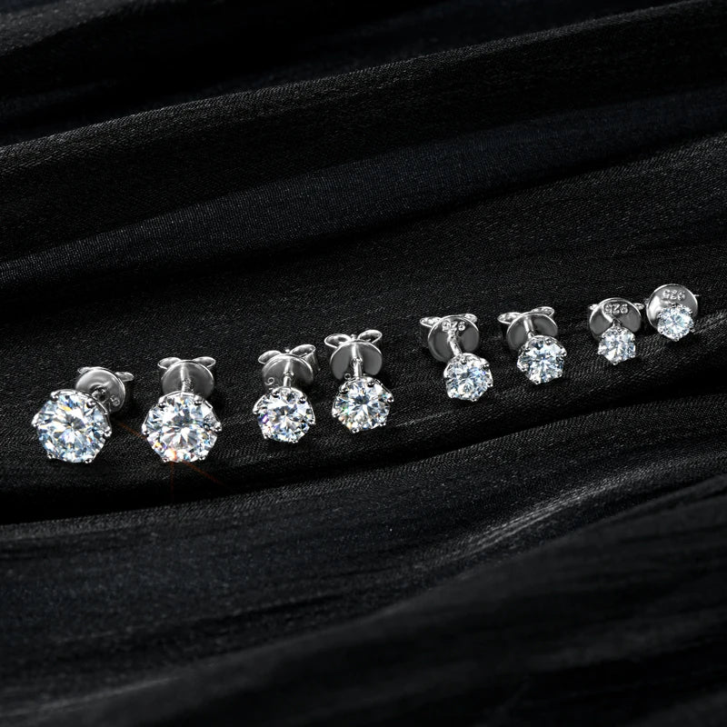 Real 925 Silver Moissanite Jewelry Set Gold Plated 0.5-2ct Stud Earrings Solitaire Pendant Necklace Set for Women Men Gift