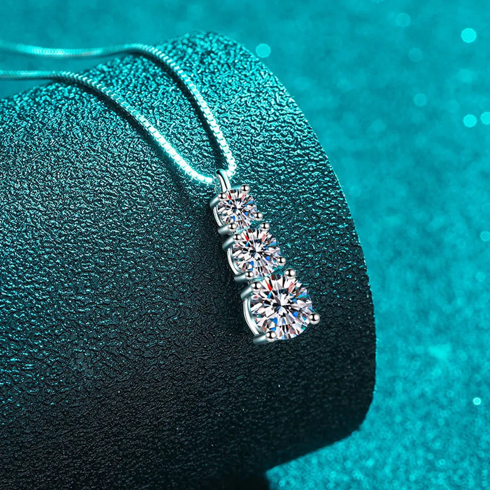 D VVS1 Moissanite Diamond Necklace for Woman Wedding Jewely with GRA 925 Sterling Sliver Plated 18k White Gold Necklace