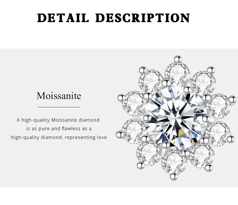 Fashion VVS D Color Moissanite Certified Original Stud Earrings Shinning Tiny CZ Around Cute Women Studs Girl Jewelry