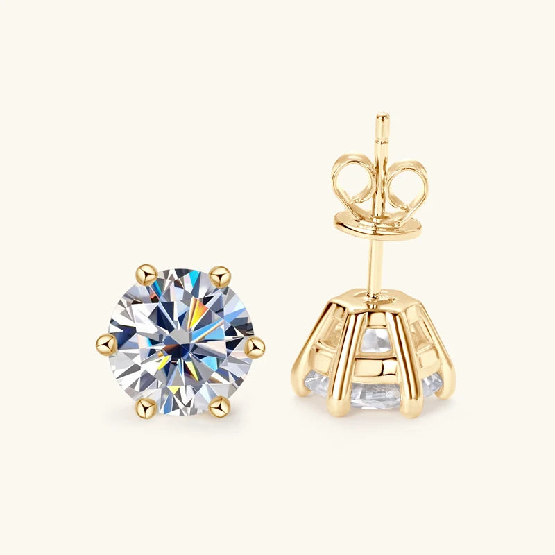 Real 925 Silver Moissanite Jewelry Set Gold Plated 0.5-2ct Stud Earrings Solitaire Pendant Necklace Set for Women Men Gift