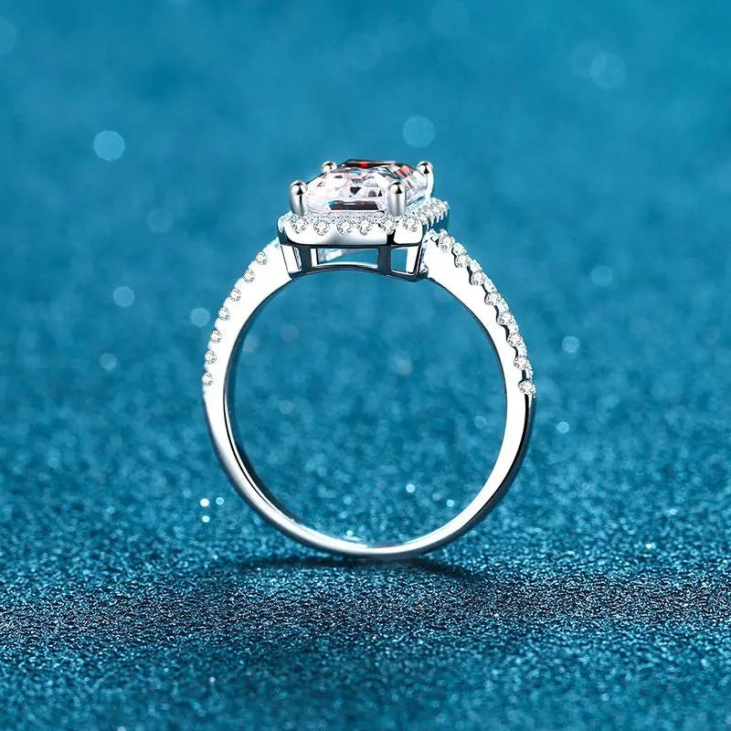 Certified 2/1CT Radiant Cut Moissanite Engagement Ring Colorless VVS Diamond Proposal Rings Sterling Silver Weddig Band