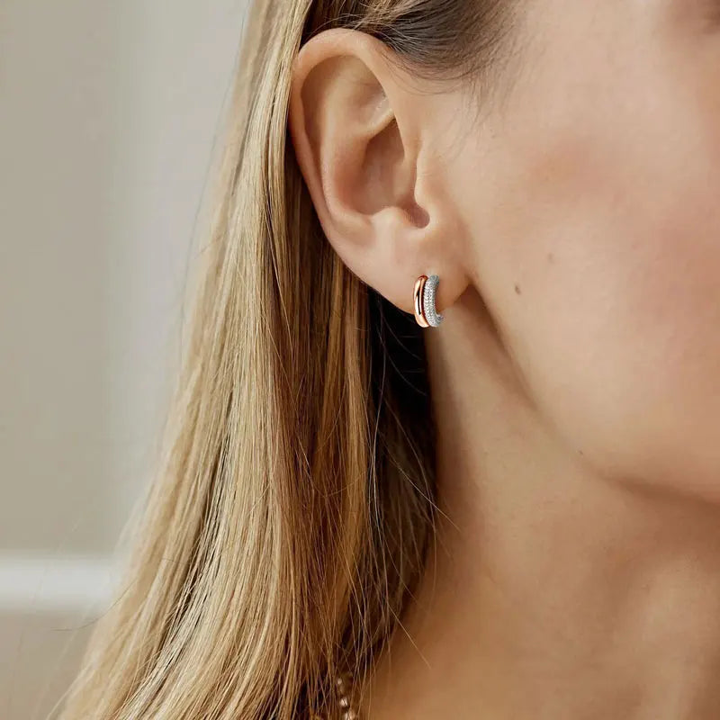 Trendy Pave Moissanite Open Hoop Earrings Stud for Women Real 925 Sterling Silver Luxury C Shape Wedding Earring Gift