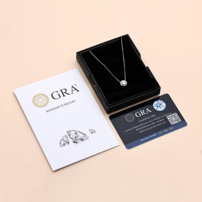 D Color VVS1 Moissanite Halo Pendant Necklace for Women - 1.0 Carat, Sterling Silver 925 Jewelry Gift