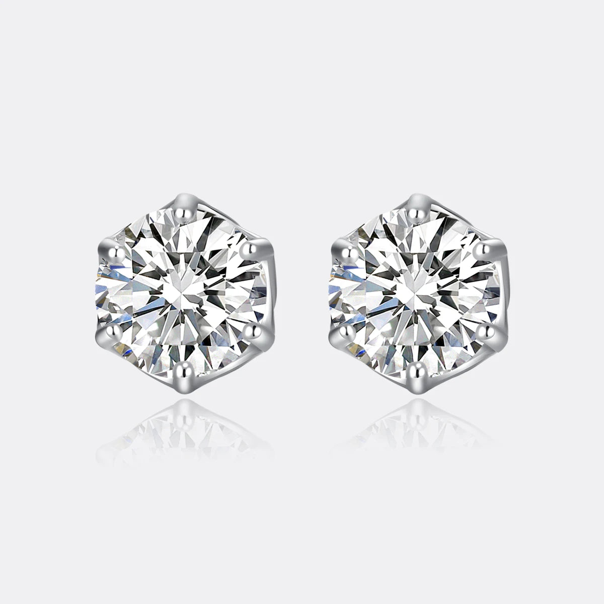 Classic Design Simple Round Moissanite Earrings Studs Six Claw Trendy Women And Men Ear Studs 0.5ct 1ct 2ct Choose Gifts