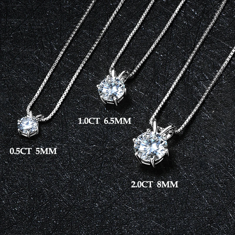 Real 925 Silver Moissanite Jewelry Set Gold Plated 0.5-2ct Stud Earrings Solitaire Pendant Necklace Set for Women Men Gift