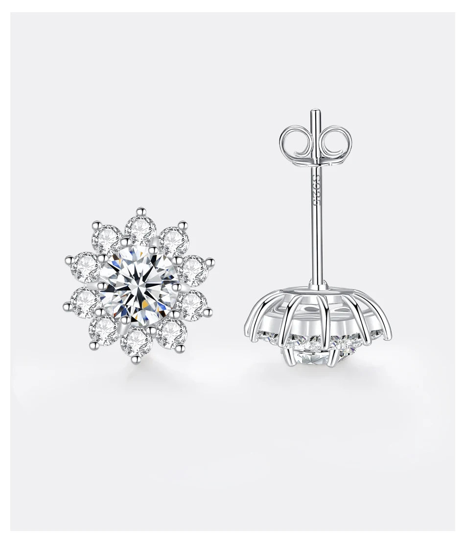 Fashion VVS D Color Moissanite Certified Original Stud Earrings Shinning Tiny CZ Around Cute Women Studs Girl Jewelry
