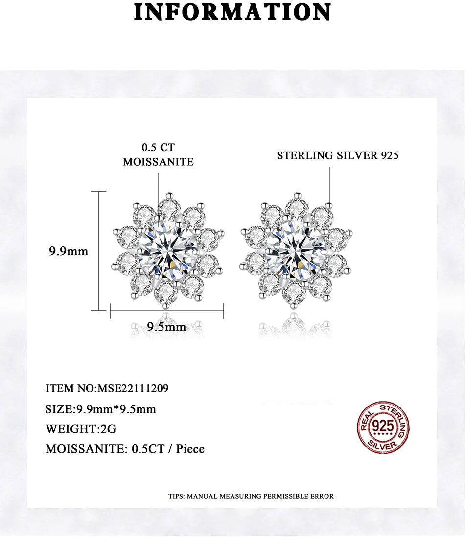 Fashion VVS D Color Moissanite Certified Original Stud Earrings Shinning Tiny CZ Around Cute Women Studs Girl Jewelry