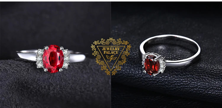 Oval Natural Red Garnet 925 Sterling Silver Rings for Women