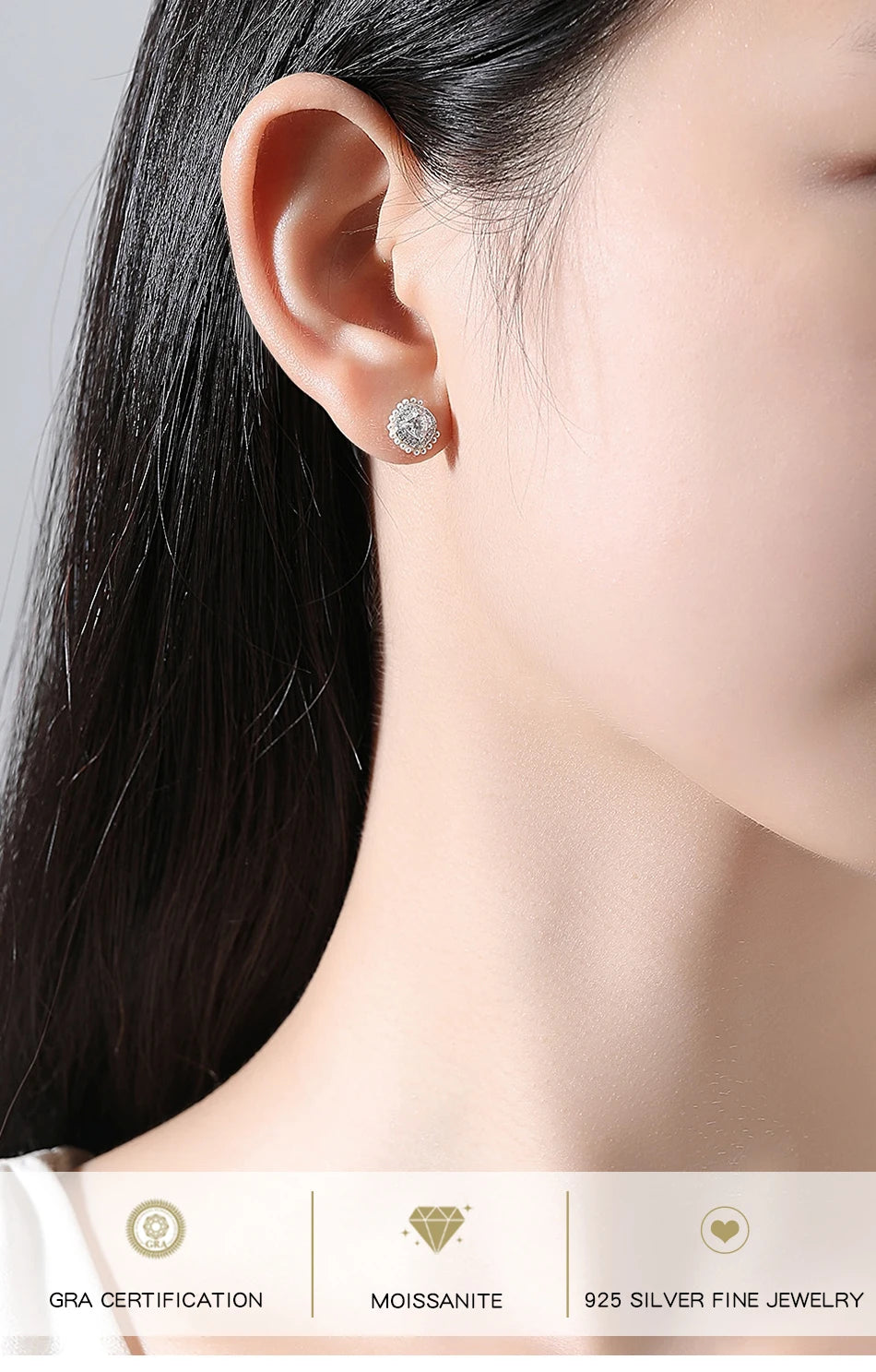 Stud New Earring Elegant Hot 925 Silver Moissanite Wedding Earring For Bride Fine Jewelry Korean
