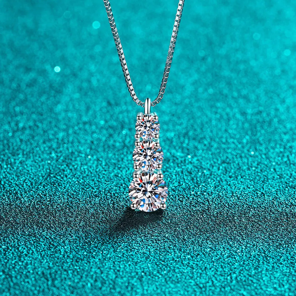 D VVS1 Moissanite Diamond Necklace for Woman Wedding Jewely with GRA 925 Sterling Sliver Plated 18k White Gold Necklace