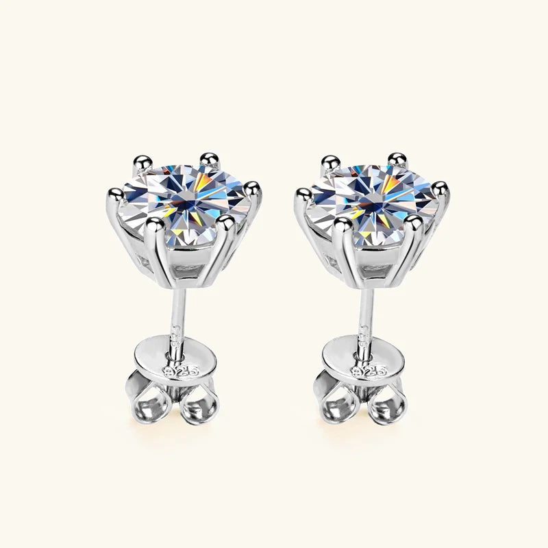 Real 925 Silver Moissanite Jewelry Set Gold Plated 0.5-2ct Stud Earrings Solitaire Pendant Necklace Set for Women Men Gift