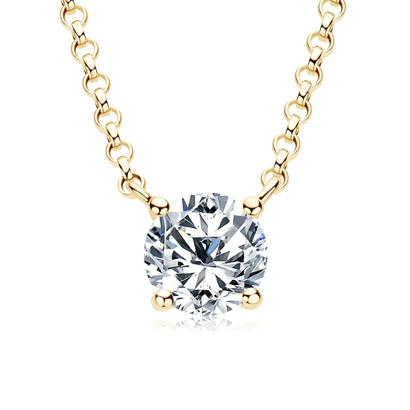 Classic D Color VVS1 Moissanite Diamond Pendant Necklace Silver 925 Sterling - Certified Jewelry Gifts, available in 1ct, 2ct, and 3ct sizes for Women