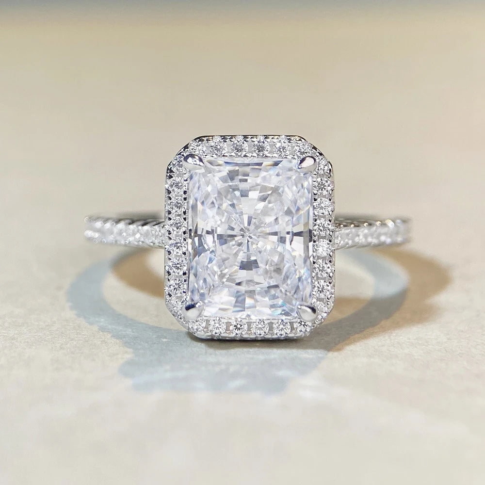 Radiant Cut Citrine Sapphire Gemstone 100% 925 Sterling Silver Wedding Engagement Ring for Women Fine Jewellery