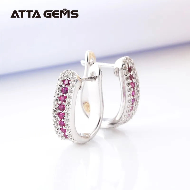 Ruby Silver Drop Earring for Women Classic Design Created Ruby Gemstone Family Members' Gifts Fine Jewelry Top Quality