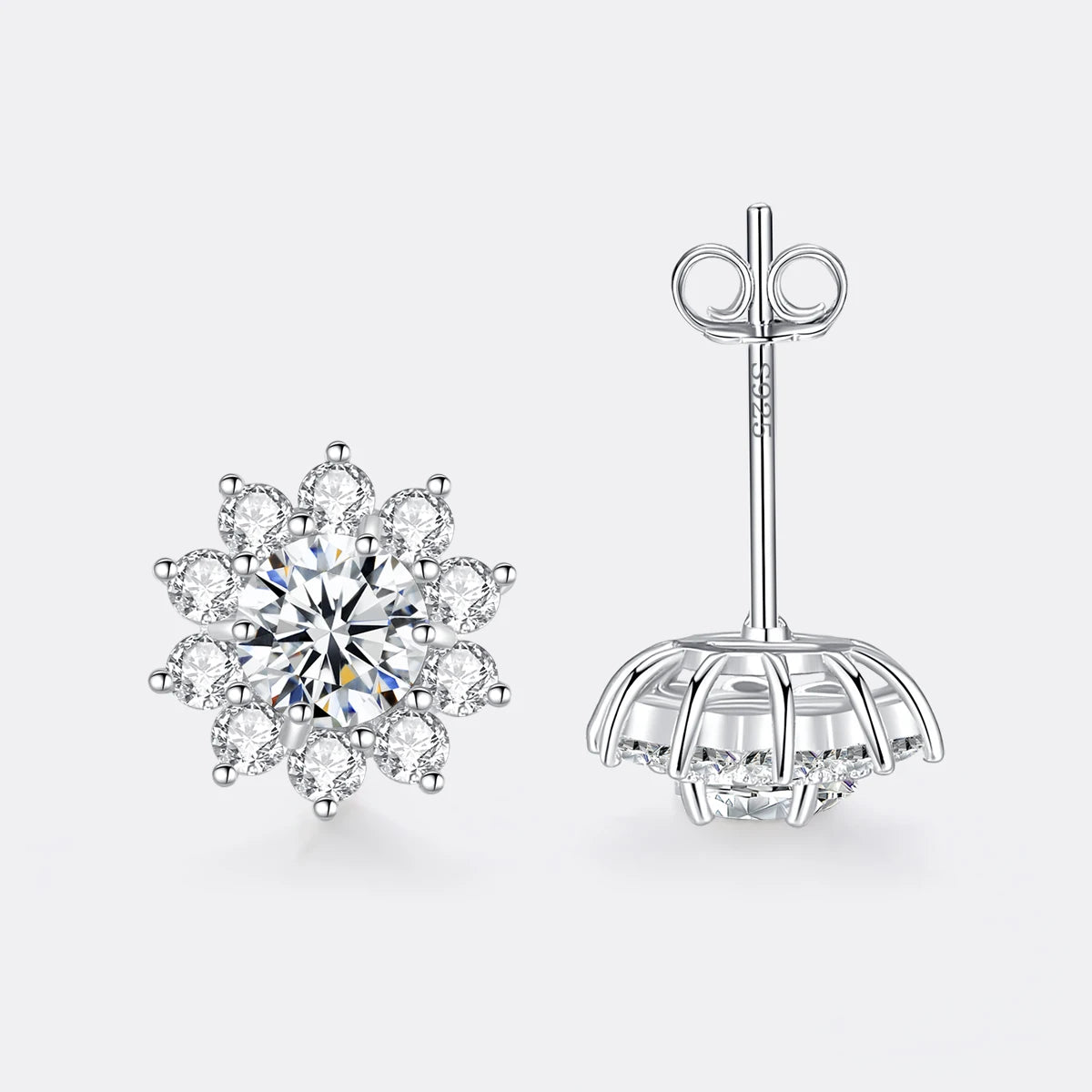 Fashion VVS D Color Moissanite Certified Original Stud Earrings Shinning Tiny CZ Around Cute Women Studs Girl Jewelry