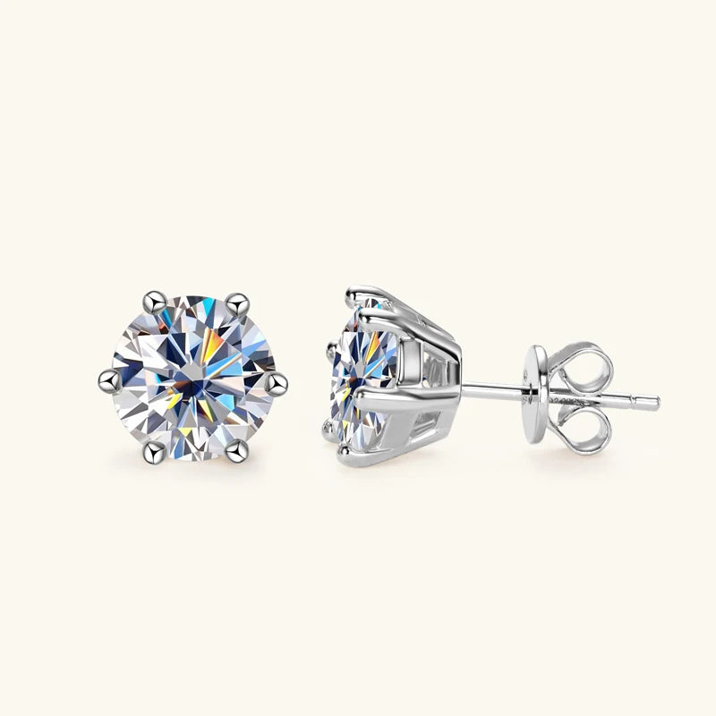 Real 925 Silver Moissanite Jewelry Set Gold Plated 0.5-2ct Stud Earrings Solitaire Pendant Necklace Set for Women Men Gift