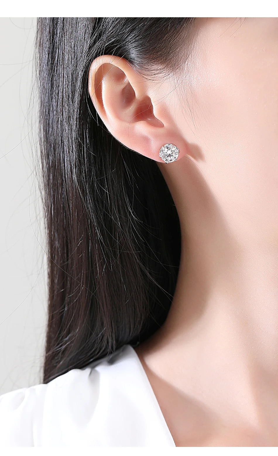 Classic Design Simple Round Moissanite Earrings Studs Six Claw Trendy Women And Men Ear Studs 0.5ct 1ct 2ct Choose Gifts